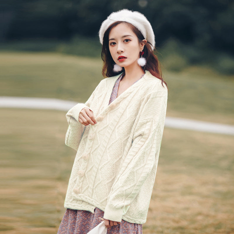 Spring And Autumn Outer Wear Sweater Retro Loose Outer Wear Knitted Top