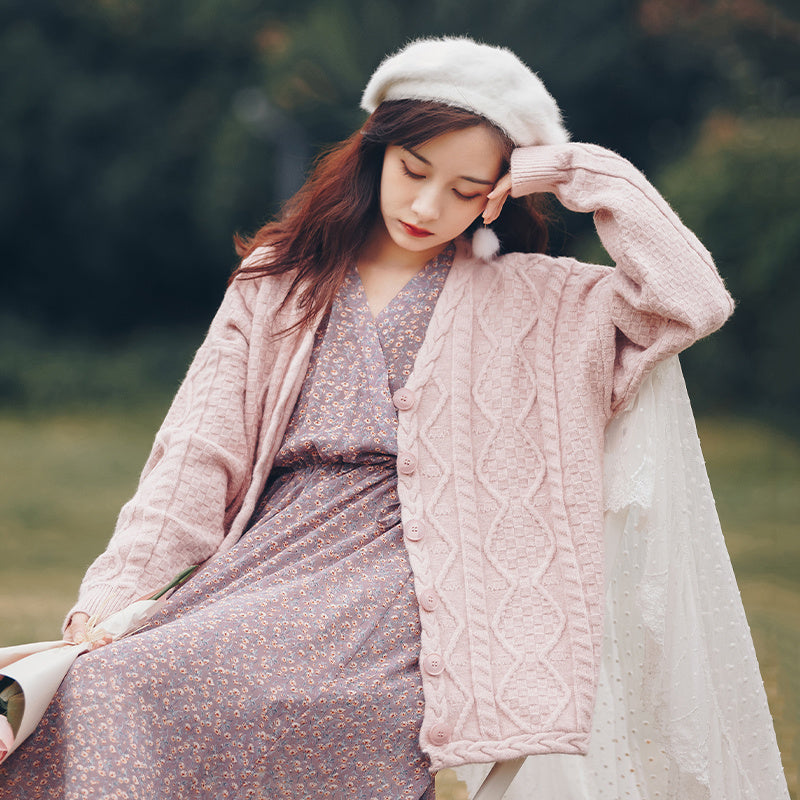 Spring And Autumn Outer Wear Sweater Retro Loose Outer Wear Knitted Top