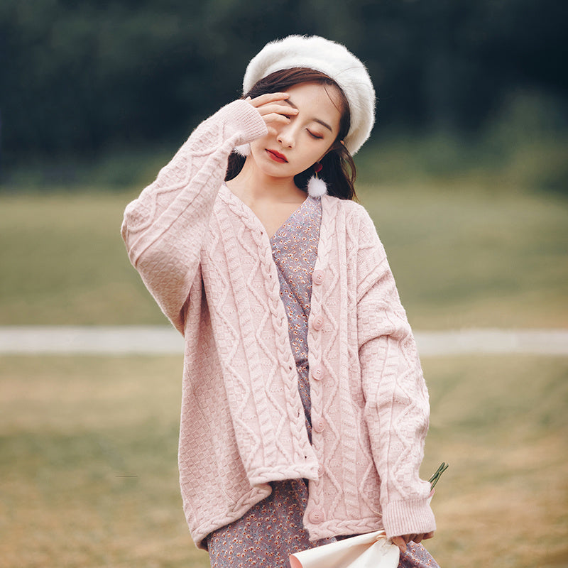 Spring And Autumn Outer Wear Sweater Retro Loose Outer Wear Knitted Top