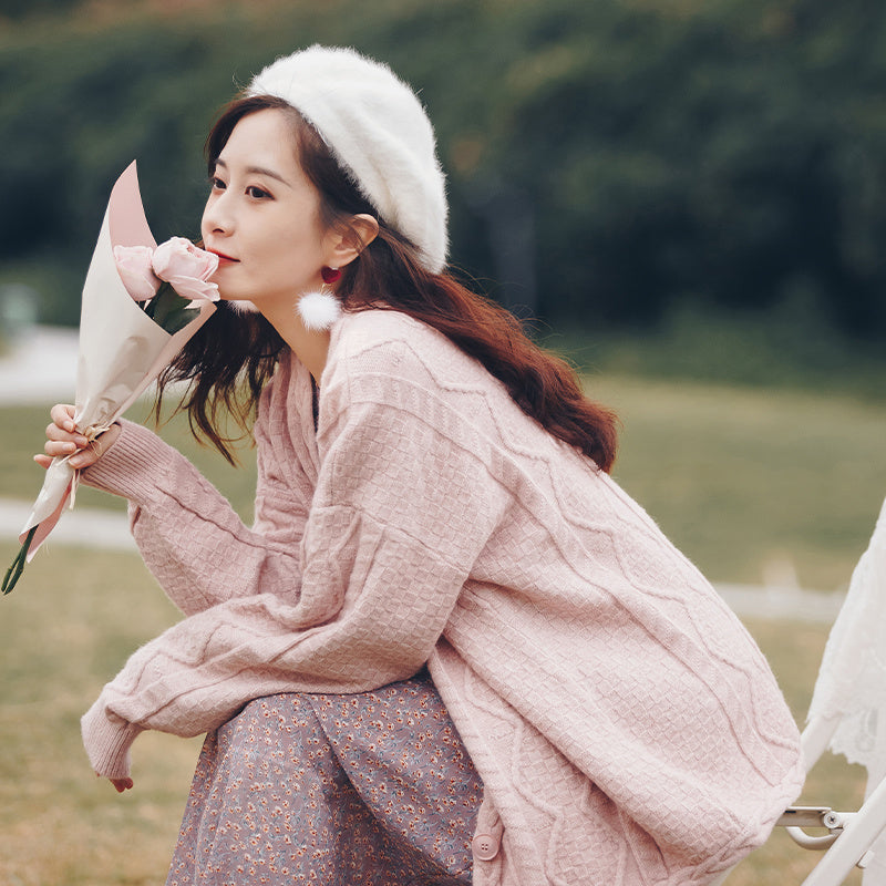 Spring And Autumn Outer Wear Sweater Retro Loose Outer Wear Knitted Top